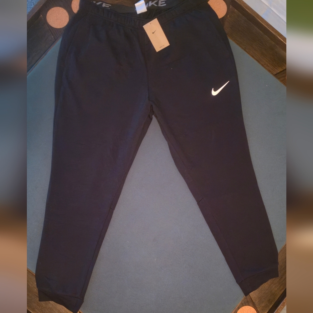 Nike Men's Black Training Pants Joggers White Logo 2XL New